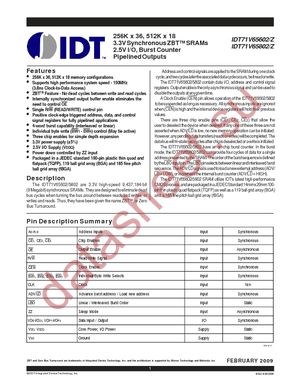 IDT71V65802S100BG datasheet  